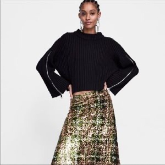 zipper sleeve sweater